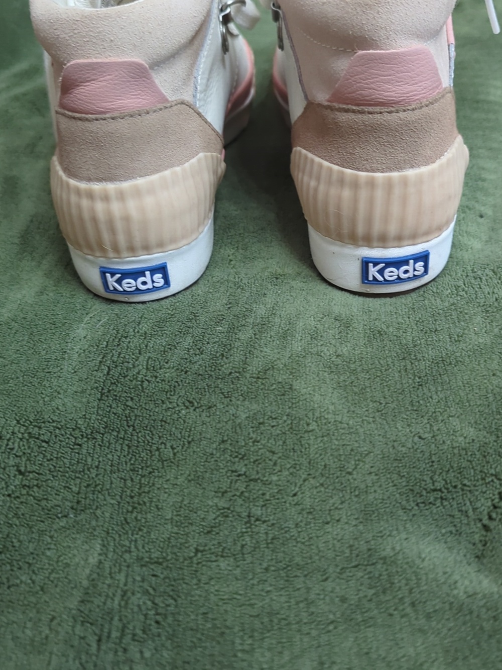 Keds High-Top Sneakers in White, Pink & Tan - Picture 5 of 10